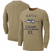 Men's Seattle Seahawks Nike Tan 2019 Salute to Service Sideline Performance Long Sleeve Shirt,baseball caps,new era cap wholesale,wholesale hats